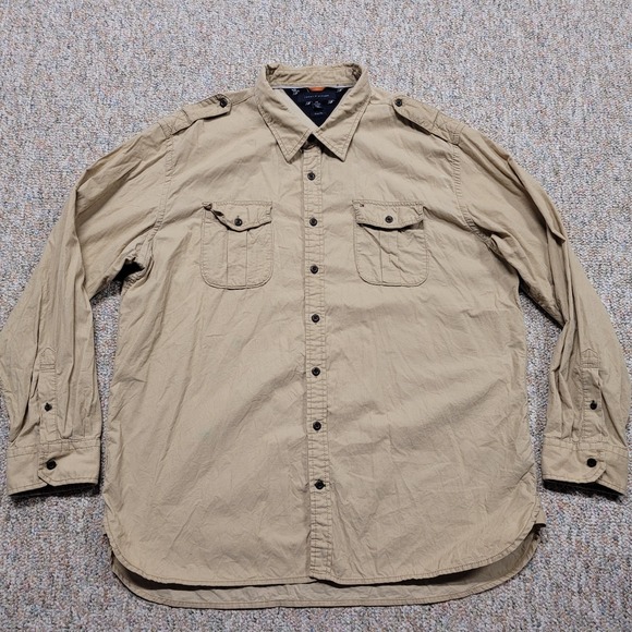 Tommy Hilfiger Other - Tommy Hilfiger Shirt Mens 2XL Beige Corduroy Button Up Long Sleeve Safari Trim